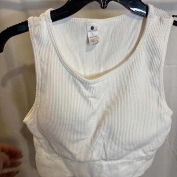 Yogalicious Ribbed Athleisure Crop Tank – White, Size L - Picture 1 of 3